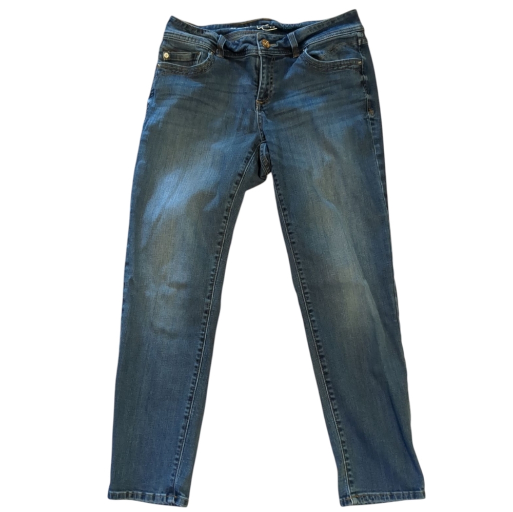🌹3/15🌹INC DENIM Medium Wash Skinny Leg Curvy Fit Stretchy Jeans 8 SHORT